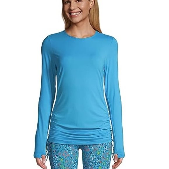 NWT Lands' End Women's Adjustable Swim Tee Tunic Rash Guard Size M $70 FLI167 - Picture 1 of 5